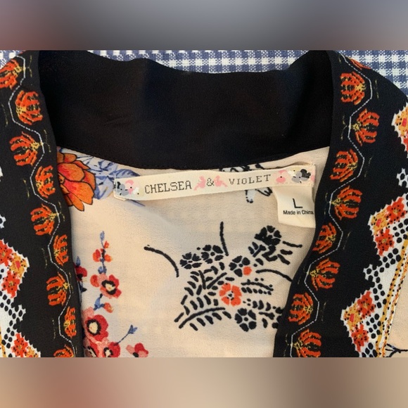 Chelsea & Violet Kimono Duster Asian Floral Boho Chic Lightweight Size Large - Picture 4 of 9